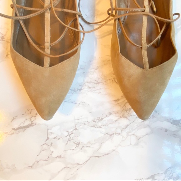 Aquazzura Cayenne Lace-Up Flats Cappuccino 9.5 - Picture 4 of 9